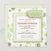 Happy Green Dots Invitation Baby shower neutre (Devant / Derrière)
