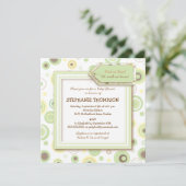 Happy Green Dots Invitation Baby shower neutre (Debout devant)
