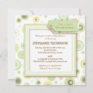 Happy Green Dots Invitation Baby shower neutre