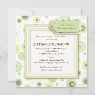 Happy Green Dots Invitation Baby shower neutre