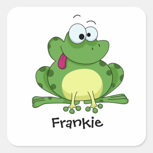 Happy Green Frog Vierkante Sticker (Voorkant)