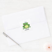 Happy Green Frog Vierkante Sticker (Envelop)