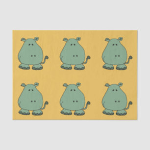 Happy Green Hippo Cartoon Tissuepapier