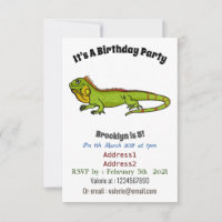 Happy green iguana cartoon illustratie
