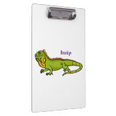 Happy green iguana cartoon illustratie klembord (Rechts)