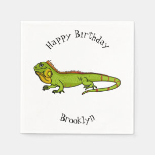 Happy green iguana cartoon illustratie servet