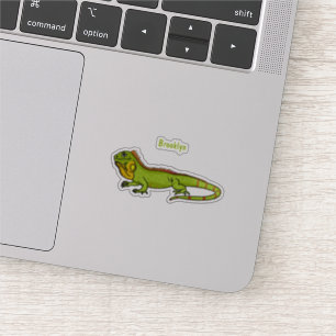 Happy green iguana cartoon illustratie sticker