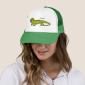 Happy green iguana cartoon illustratie trucker pet (In situ)