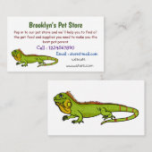 Happy green iguana cartoon illustratie visitekaartje (Voorkant / Achterkant)