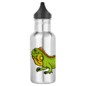Happy green iguana cartoon illustration waterfles (Links)