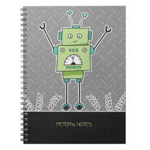 Happy Green Robot & Metal Springs Notitieboek