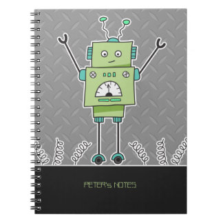 Happy Green Robot & Metal Springs Notitieboek