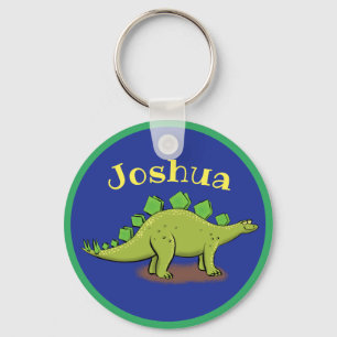 Happy green stegosaurus dinosaur cartoon sleutelhanger