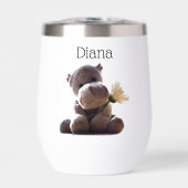 Happy Grey Hippo Holding Daisy, Schattigee liefdes (Voorkant)