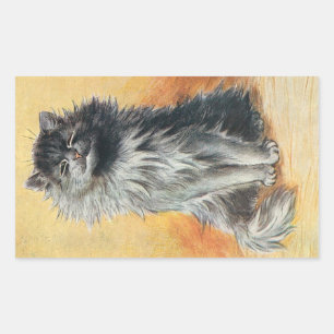Happy Grey Long Haired Cat Afbeelding beroemd gema Rechthoekige Sticker