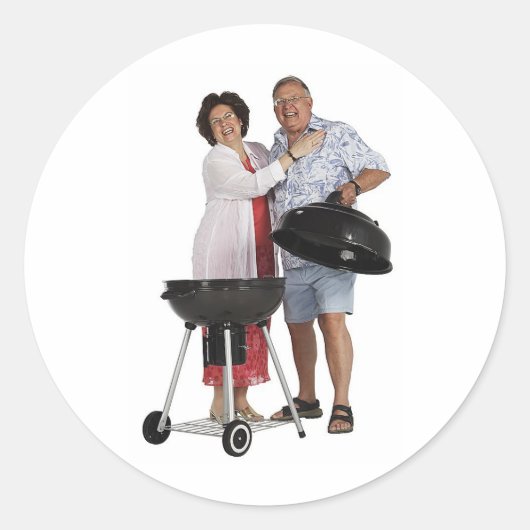 Happy Grilling Ronde Sticker (Voorkant)