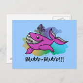 Happy Grinning Whale Briefkaart (Voorkant / Achterkant)