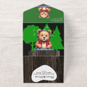 Happy Grizzly Beer DJ, Muziek Oerwoud / Verjaardag All In One Uitnodiging (Buiten)