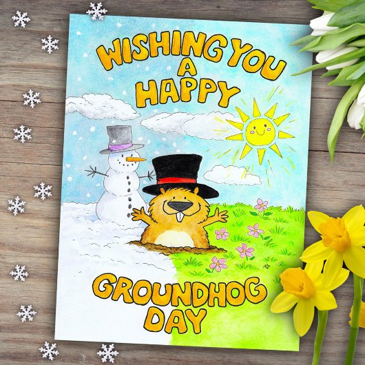Happy Groundhog Day  Briefkaart