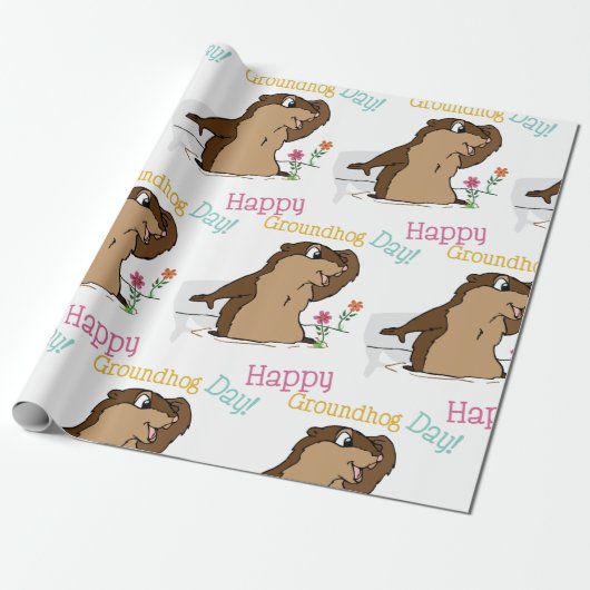 Happy Groundhog Day Cadeaupapier (Uitgerold)