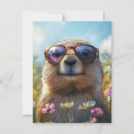 Happy Groundhog Day Cute Colorful Woodchuck Feestdagenkaart