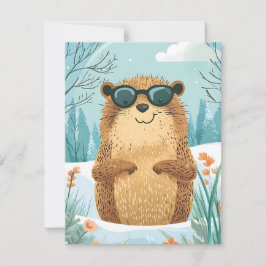 Happy Groundhog Day Cute Colorful Woodchuck Feestdagenkaart