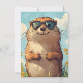 Happy Groundhog Day Cute Colorful Woodchuck Feestdagenkaart