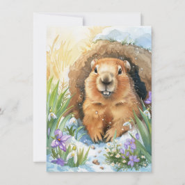 Happy Groundhog Day Cute Colorful Woodchuck Feestdagenkaart