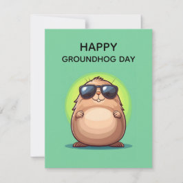 Happy Groundhog Day Cute Colorful Woodchuck Feestdagenkaart