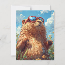 Happy Groundhog Day Cute Colorful Woodchuck Feestdagenkaart