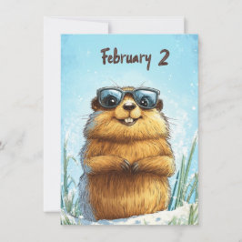 Happy Groundhog Day Cute Colorful Woodchuck Feestdagenkaart
