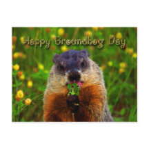Happy Groundhog Day Eating Flower