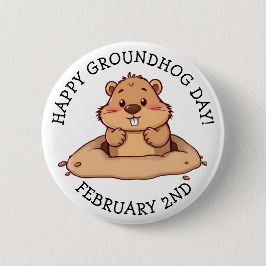 Happy Groundhog Day | February 2nd Ronde Button 5,7 Cm (Voorkant)