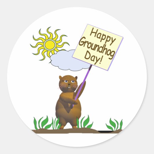 Happy Groundhog Day Groundhog Ronde Sticker (Voorkant)