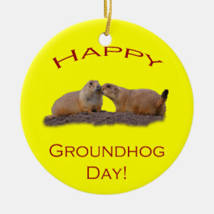 Happy Groundhog Day Kiss Keramisch Ornament