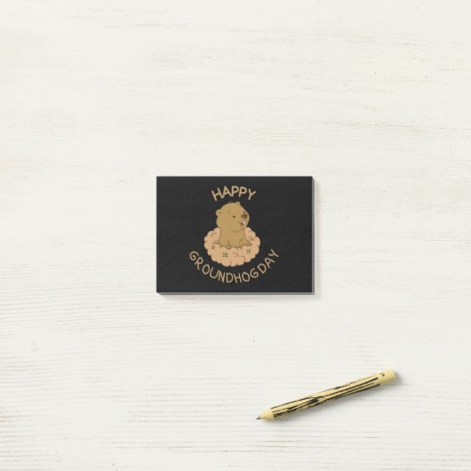 Happy Groundhog Day Post-it® Notes (Op bureau)