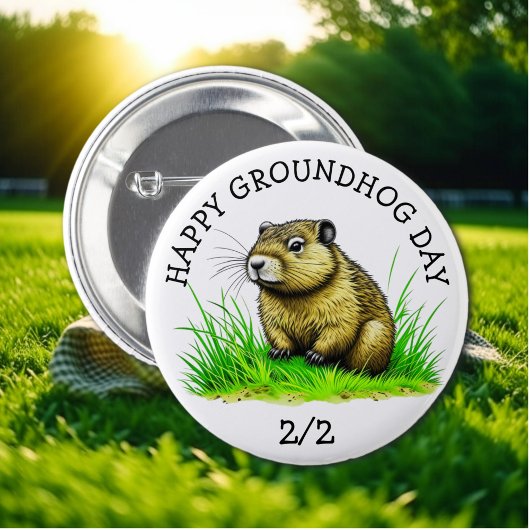 Happy Groundhog Day Schattigee vakantie Button