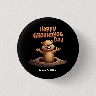 Happy Groundhog Day vieren met Humor, plezier Ronde Button 3,2 Cm