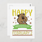 Happy Groundhog's Day 2 februari Briefkaart (Voorkant / Achterkant)