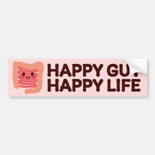 Happy Gut, Happy Life - Schattigee lachende darm Bumpersticker