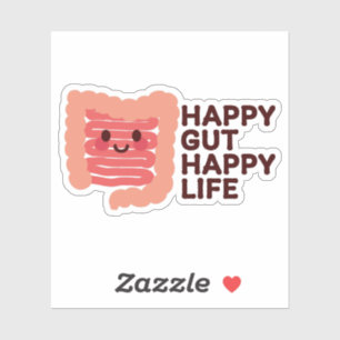 Happy Gut, Happy Life - Schattigee lachende darm Sticker