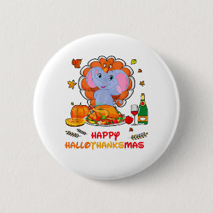 Happy Hallo Bedankt Mas Elephant Thanksgiving Gift Ronde Button 5,7 Cm
