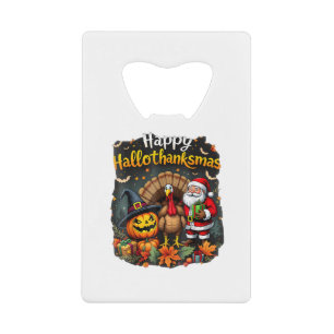 Happy Hallo Bedankt mas Merry Christmas Santa Clau Kredietkaart Flessenopener