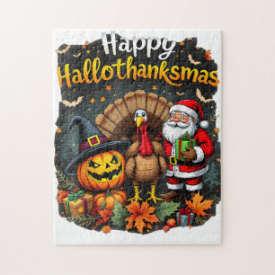 Happy Hallo Bedankt mas Merry Christmas Santa Clau Legpuzzel