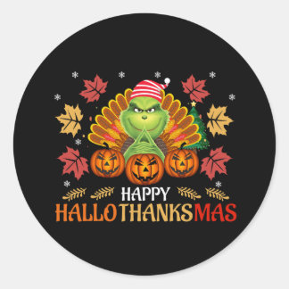 Happy Hallo Thanksmas Ronde Sticker
