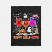 Happy Hallo-wine Funny Halloween Gl Wine Drinking Fleece Deken (Voorkant)