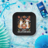 Happy Hallothanksmas Cats Halloween Christmas Papieren Bordje (Feest)