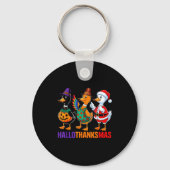 Happy Hallothanksmas Duck Lover Halloween Merry Ch Sleutelhanger (Voorkant)