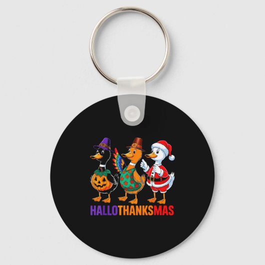 Happy Hallothanksmas Duck Lover Halloween Merry Ch Sleutelhanger (Voorkant)