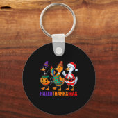 Happy Hallothanksmas Duck Lover Halloween Merry Ch Sleutelhanger (Voorkant)